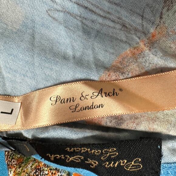 Pam & Arch London Blue Rabbit Blouson Jersey Dress LARGE Deep V Whimsical NEW - Picture 5 of 8